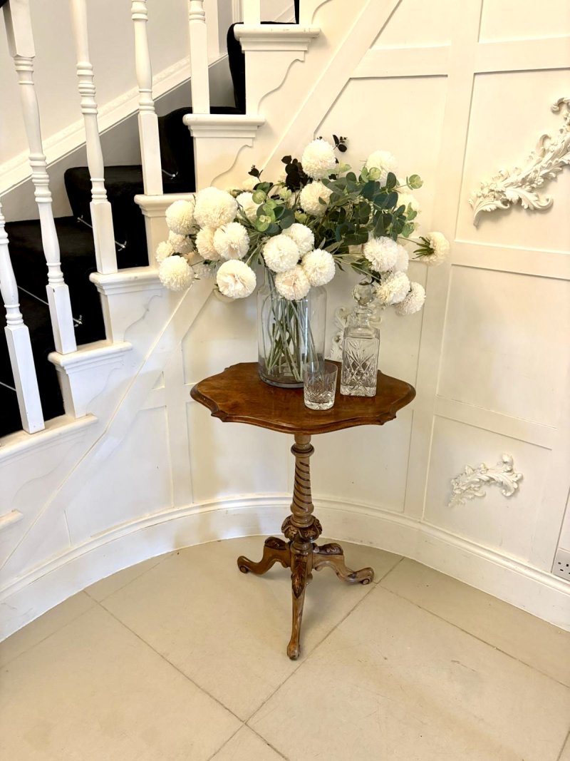 Antique Victorian Quality Burr Walnut Lamp Table - Image 6